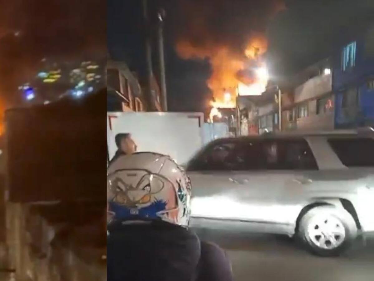Voraz incendio en Bogotá: pérdida total en bodega de muebles y varias viviendas afectadas