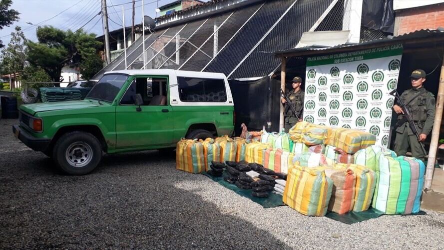 Se logró la incautación de 600 kilogramos de marihuana, avaluados en más de 60 millones de pesos. Foto: Policía
