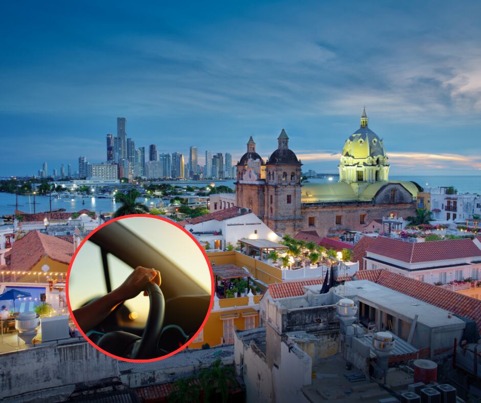 Cartagena y persona manejando un carro (Getty Images)