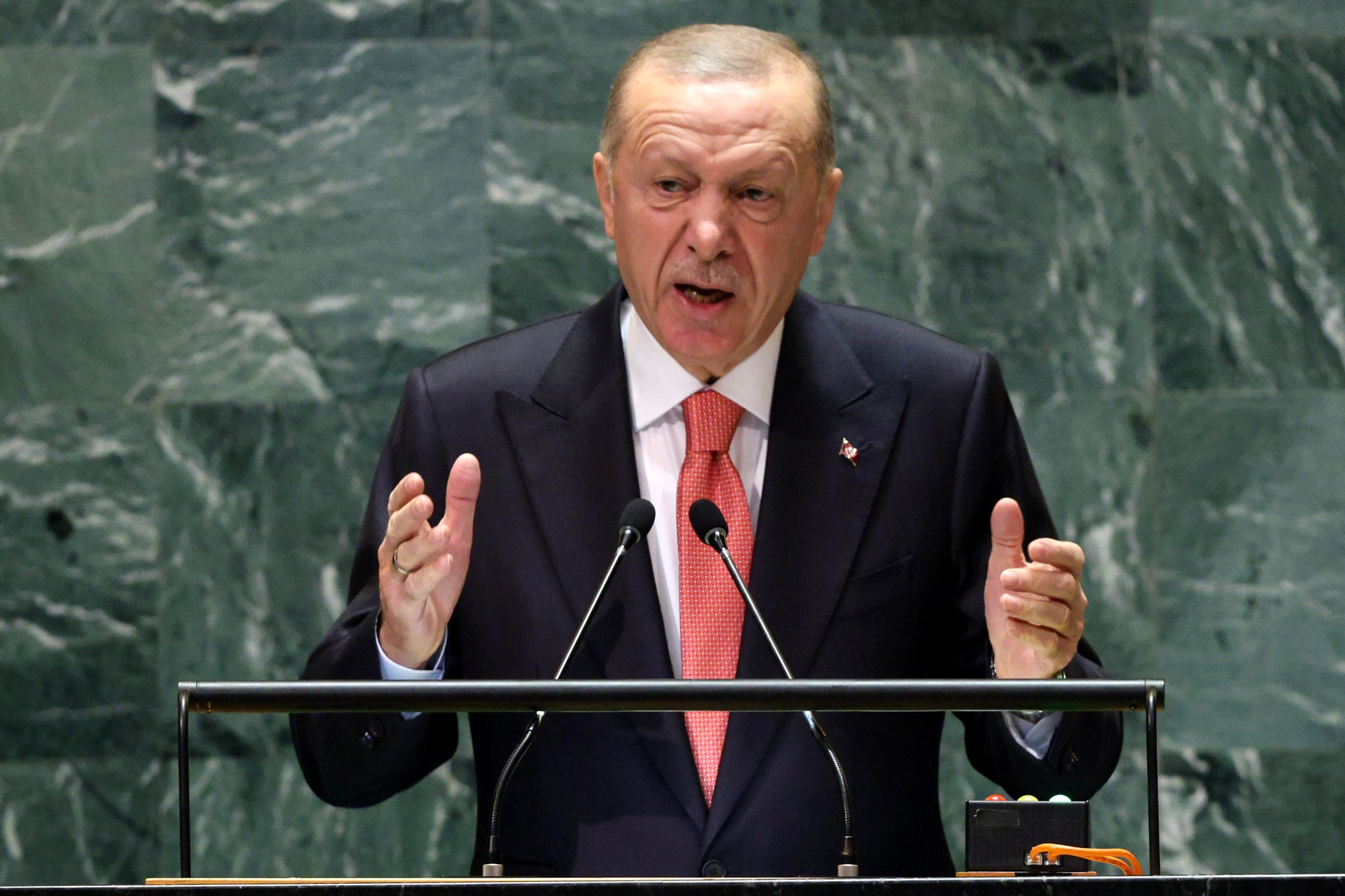 El presidente de Turquía, Recep Tayyip Erdogan, pide a la ONU la autorización del uso de la fuerza para combatir a Israel. (Foto: EFE)