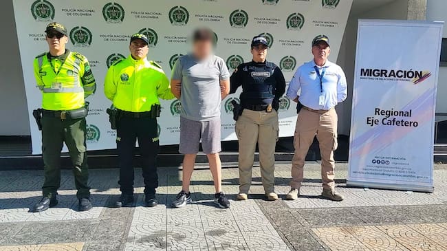 Ciudadano español requerido por Interpol, capturado por el presunto delito de estafa. Foto: Policía Caldas.