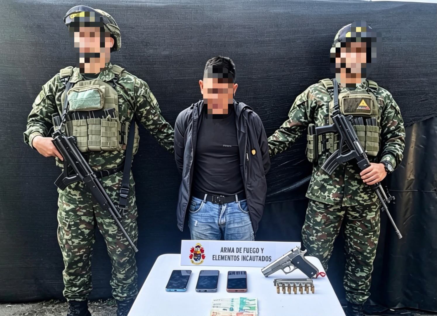 Tras la captura alias 'Chivo' qudó a disposición de la autoridad competente. Crédito:Ejército Nacional.