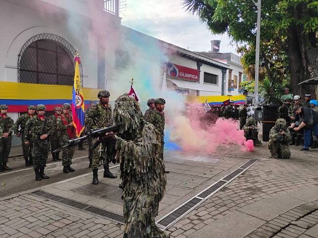 Para militar en Montenegro, Quindío en homenaje al Ejército Nacional. Foto: Adrián Trejos