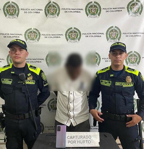 Ladrón capturado en Medellín- foto policía Metropolitana