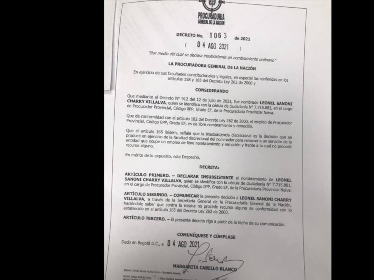 Declaran insubsistente nombramiento de procurador provincial