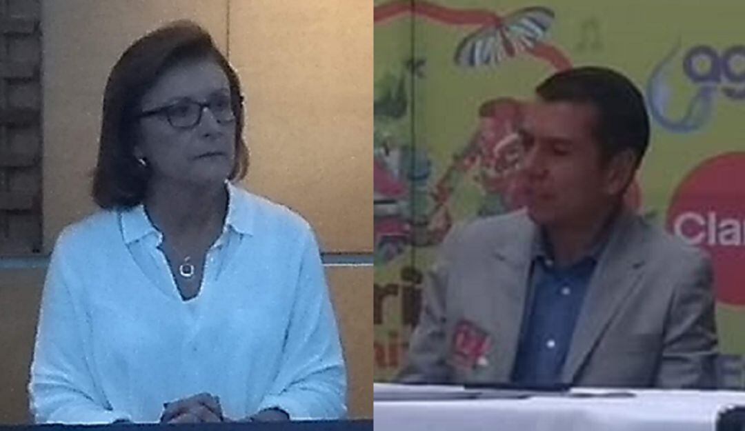 Directora saliente y director entrante de Fenalco Caldas.