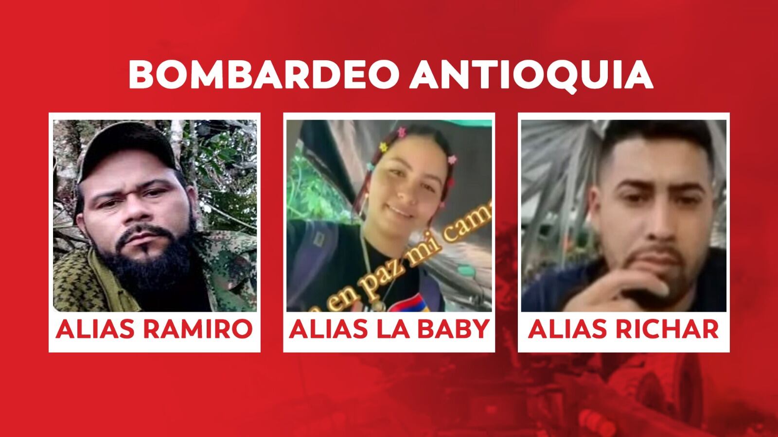 Muertos en el bombardeo en Antioquia.