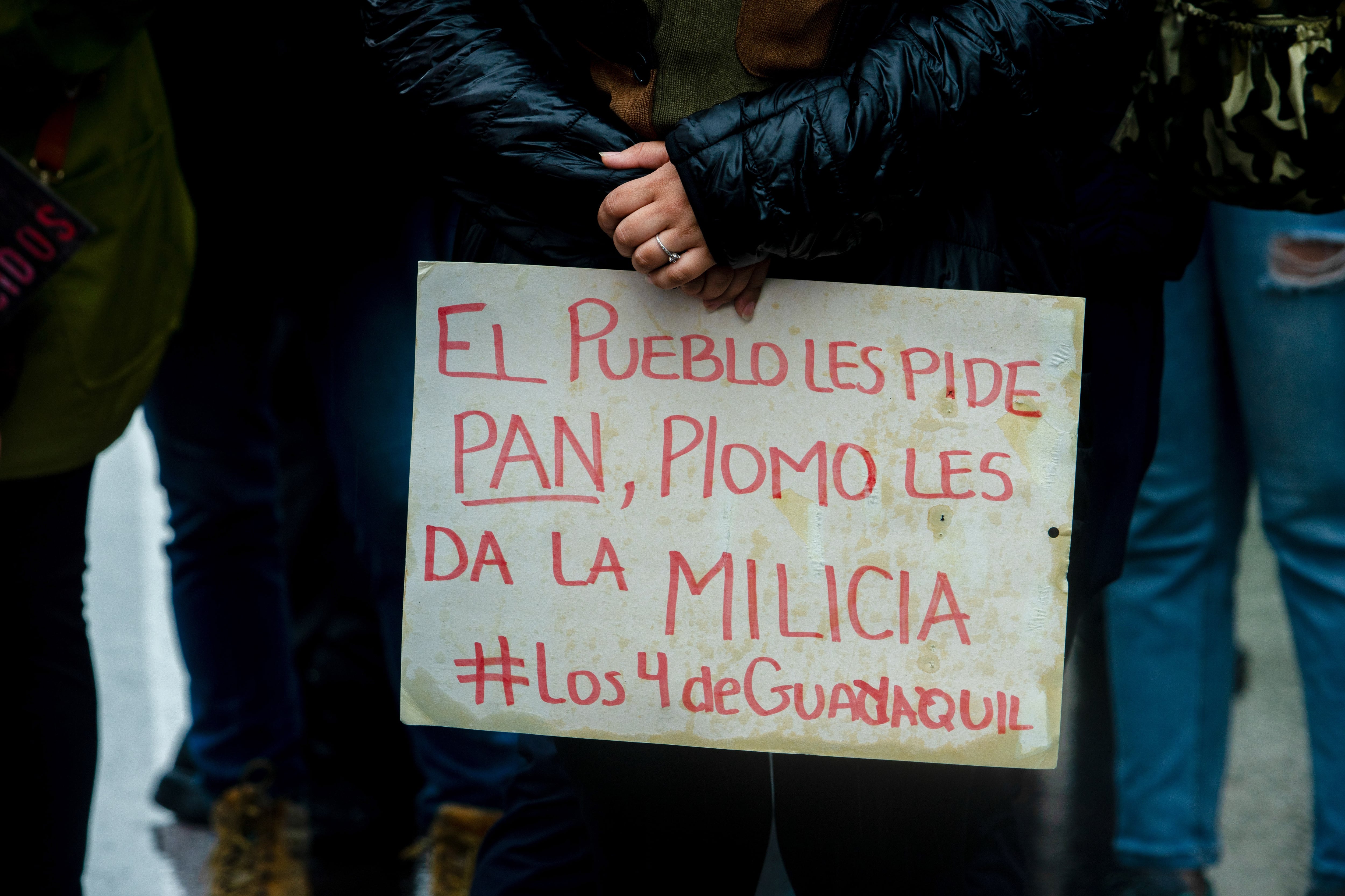 Manifestaciones exigiendo justicia por los 4 menores de edad desaparecidos por once militares ecuatorianos en Guayaquil en 2024.
(Foto:   Veronica Lombeida/SOPA Images/LightRocket via Getty Images)