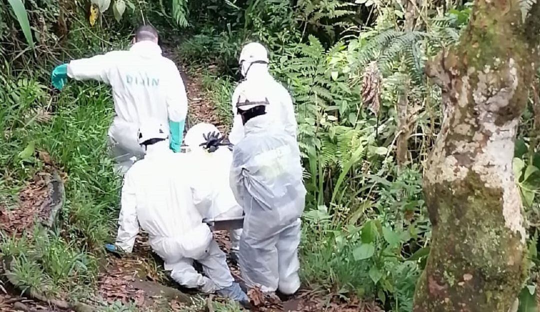 Rescate del cuerpo sin vida hallado en el Cerro Ingrumá de Riosucio