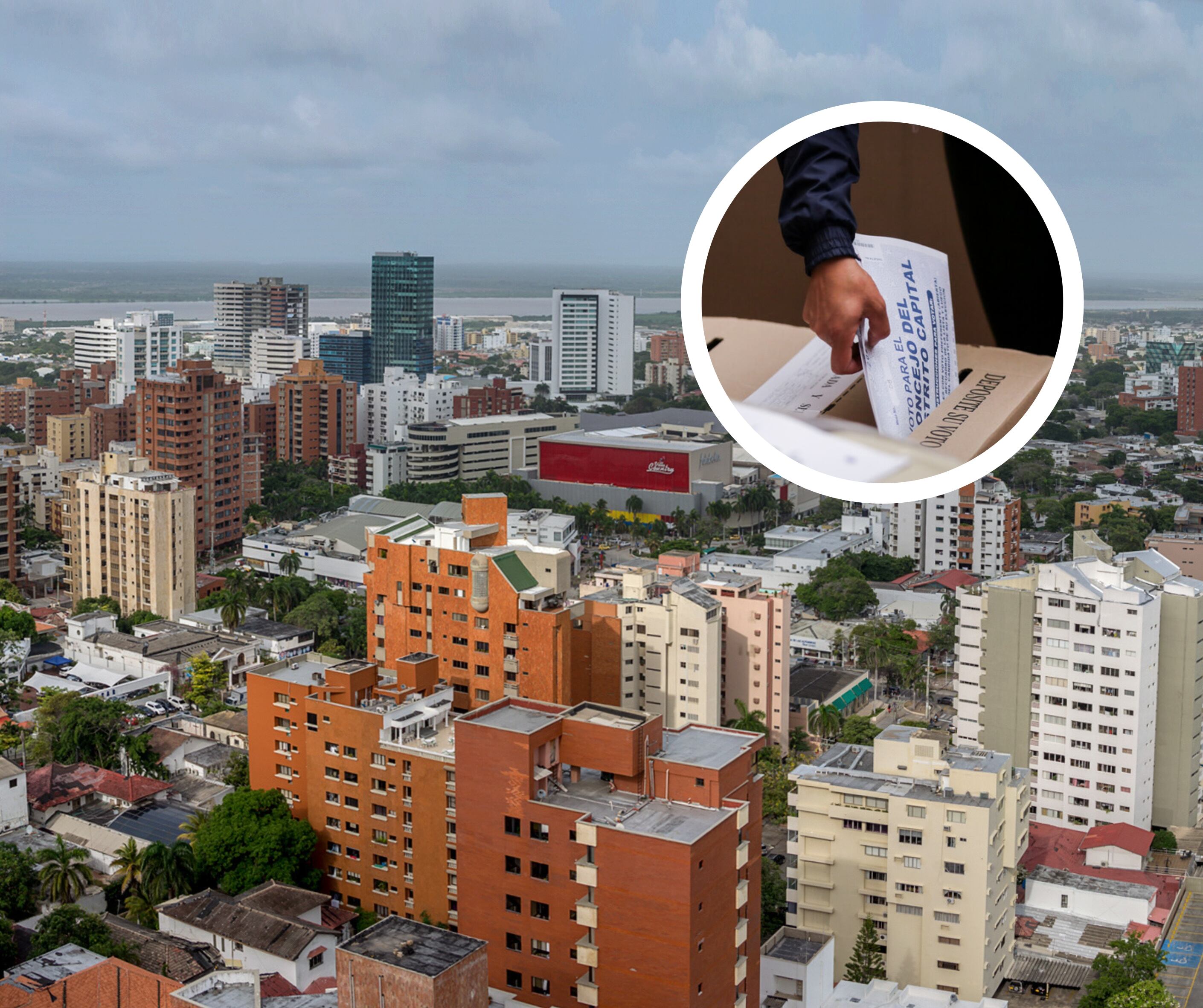 Paisaje urbano de Barranquilla y desarrollo de la jornada electoral para Elecciones Regionales 2023 (Colprensa)
