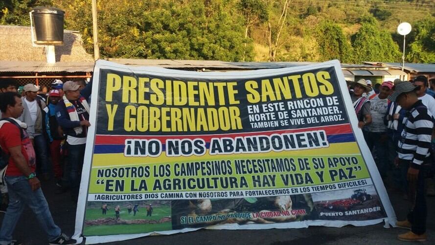 Campesinos y arroceros bloquean vías en Norte de Santander. Foto: Mauricio Doncell