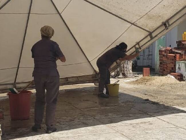 Limpieza en Centro de Vida para prevenir el COVID-19 en Bayunca, Cartagena