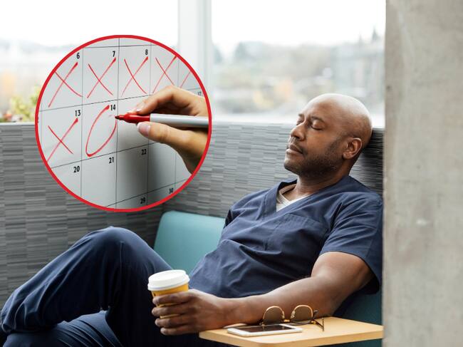 Imagen de referencia | Trabajador descansado y persona marcando los días en el calendario: Getty Images.