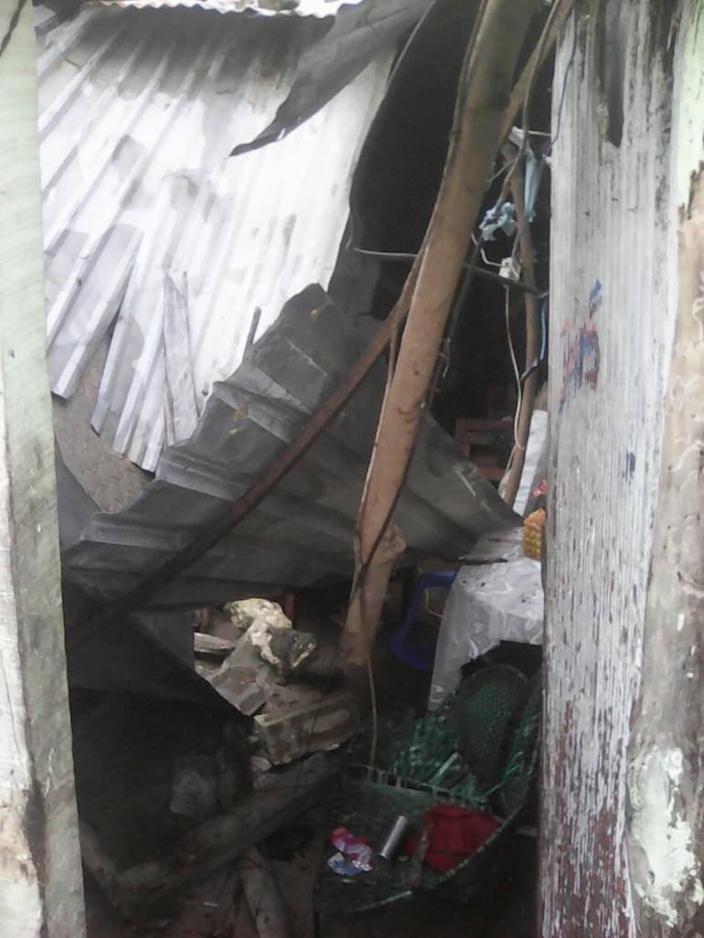 Viviendas afectadas por aguacero en Malambo.