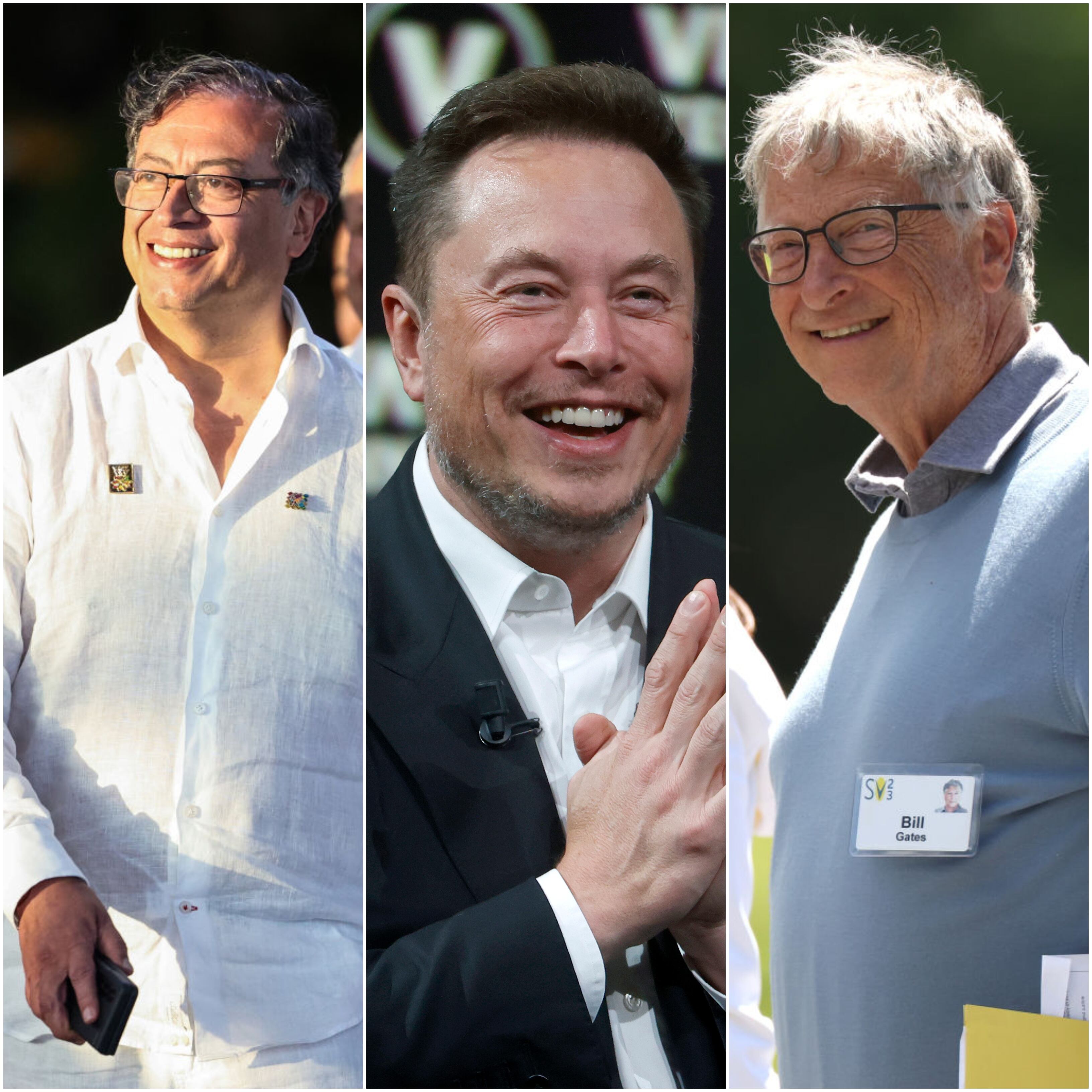 Gustavo Petro, Elon Mosk y Bill Gates. Fotos: Getty Images