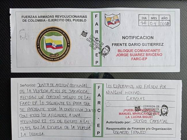 Comunidad de la zona rural del Huila, recibieron panfletos para reuniones con disidencias