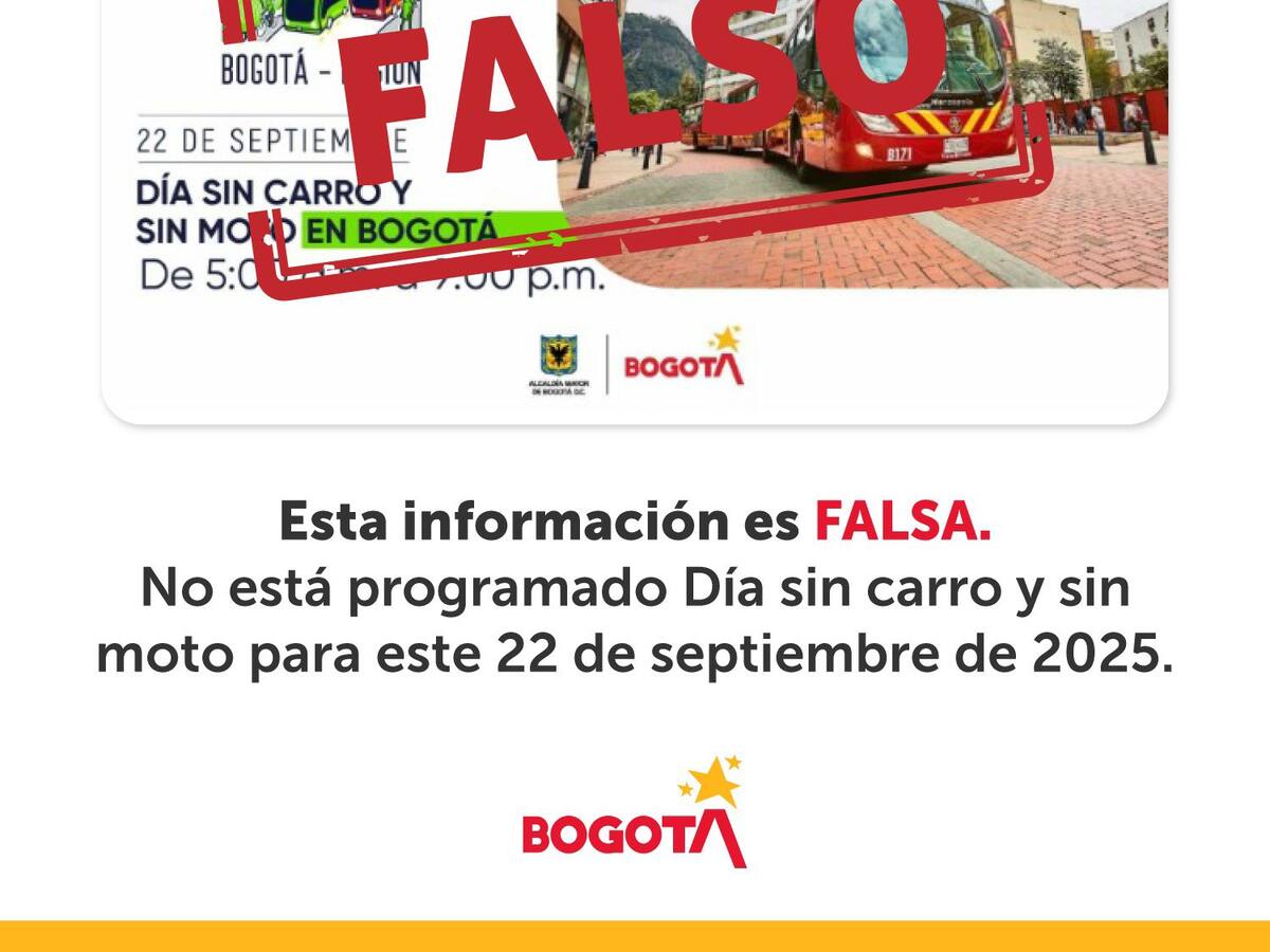 Bogotá desmiente “Día sin Carro y sin Moto”: Movilidad aclara que es información falsa en redes