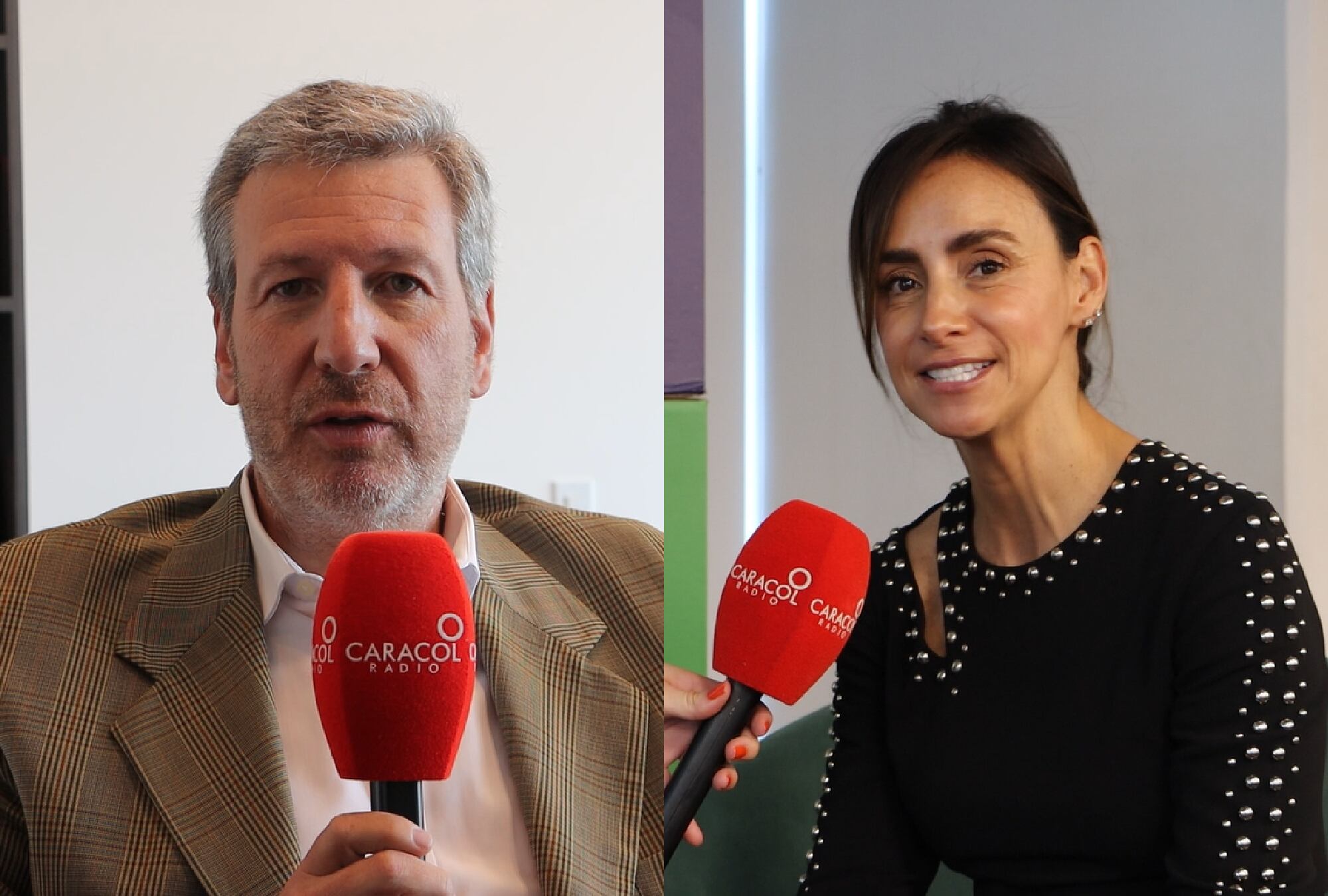 Juan Carlos Archila, presidente de América Móvil Colombia, y María Consuelo Castro, gerente de Claro por Colombia - Caracol Radio