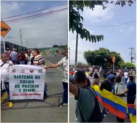 Protesta del grupo de veteranos de la Policía y el Ejército en el Eje Cafetero. Imágenes suministradas