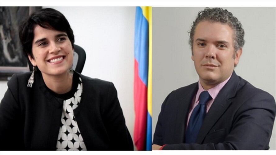 Viceministra general de Hacienda, Ximena Cadena y el senador del Centro Democrático Iván Duque,. Foto: Colprensa