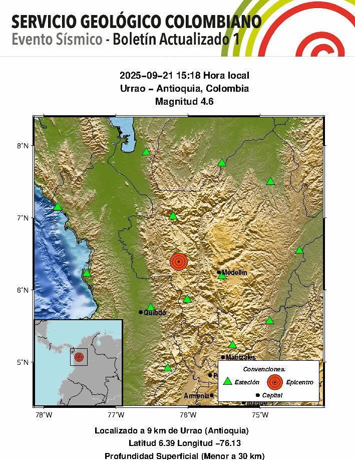 El epicentro fue en el municipio de Urrao, suroeste antioqueño. Foto: Cortesía.