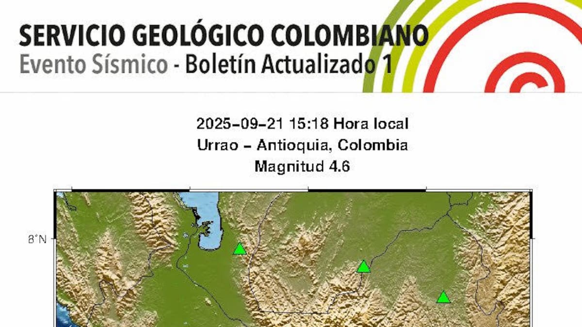Temblor de 4.6 con epicentro en Urrao se sintió en varios municipios de Antioquia