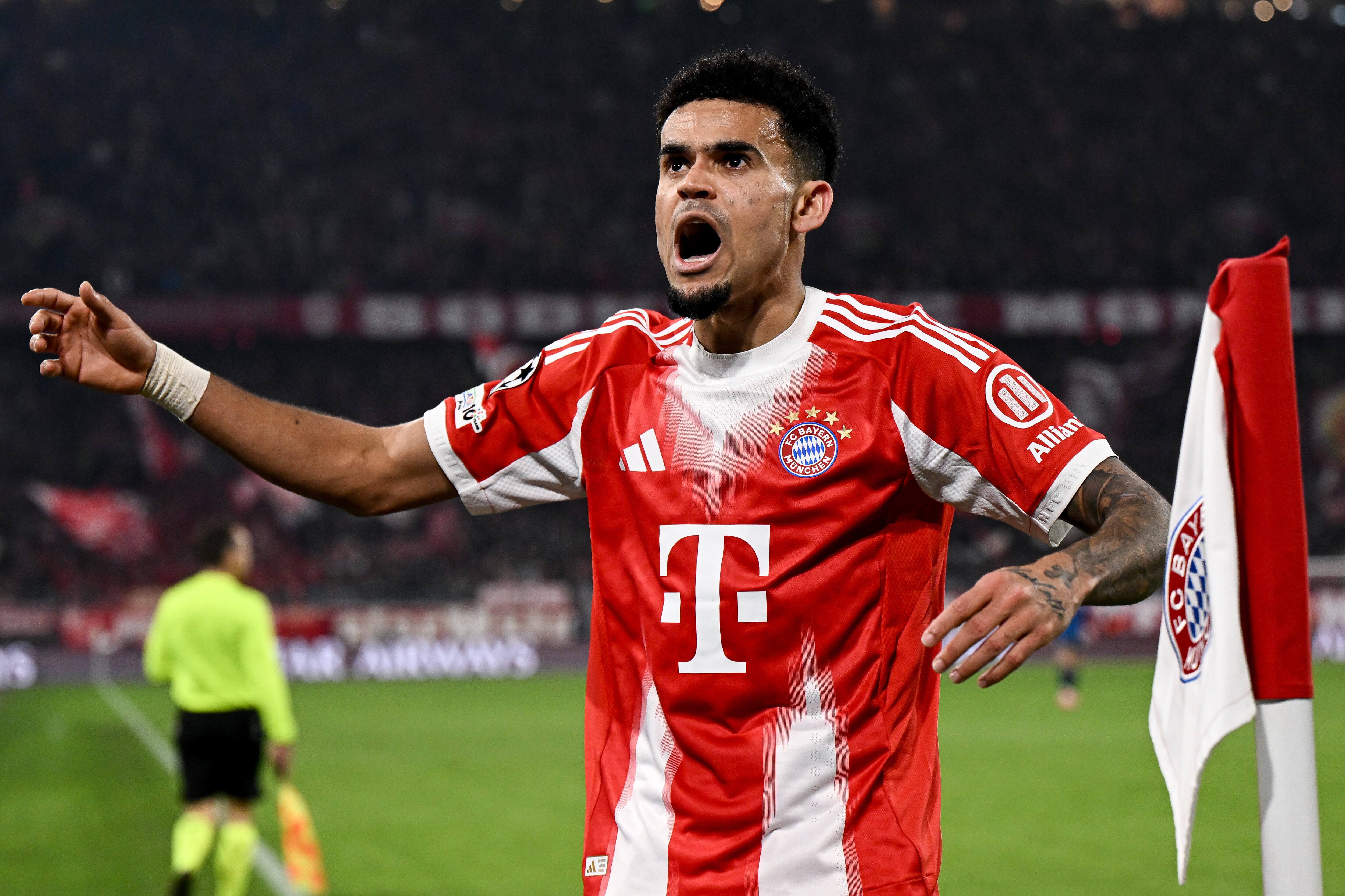 MUNICH, GERMANY - MARCH 18: Luis Diaz of Bayern Monaco celebrates his goal during the UEFA Champions League 2025/26 Round of 16 Second Leg match between FC Bayern München and Atalanta BC at Football Arena Munich on March 18, 2026 in Munich, Germany. (Photo by Image Photo Agency/Getty Images)