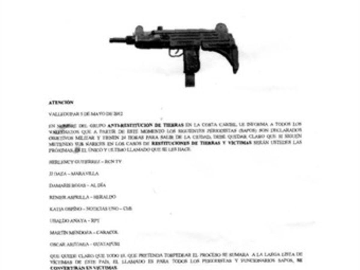 Amenazados siete periodistas en Valledupar