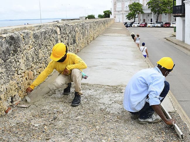 ETCAR realiza intervención en un tramo de la muralla en Cartagena