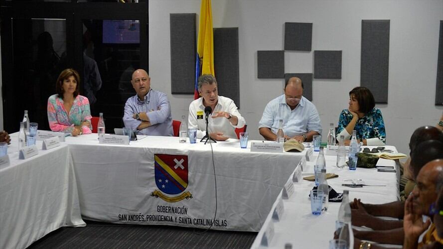 El presidente Juan Manuel Santos durante su visita a San Andrés. Foto: Colprensa
