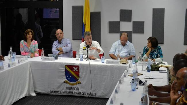 El presidente Juan Manuel Santos durante su visita a San Andrés. Foto: Colprensa