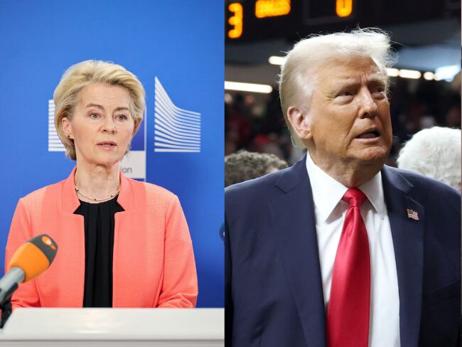 Presidenta de la Comisión Europea, Ursula Von der Leyen. Presidente de Estados Unidos, Donald Trump.