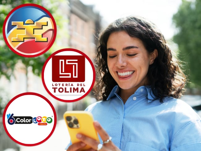 Imagen de referencia, logos de la Lotería del Tolima, Lotería de Cundinamarca y Color Loto