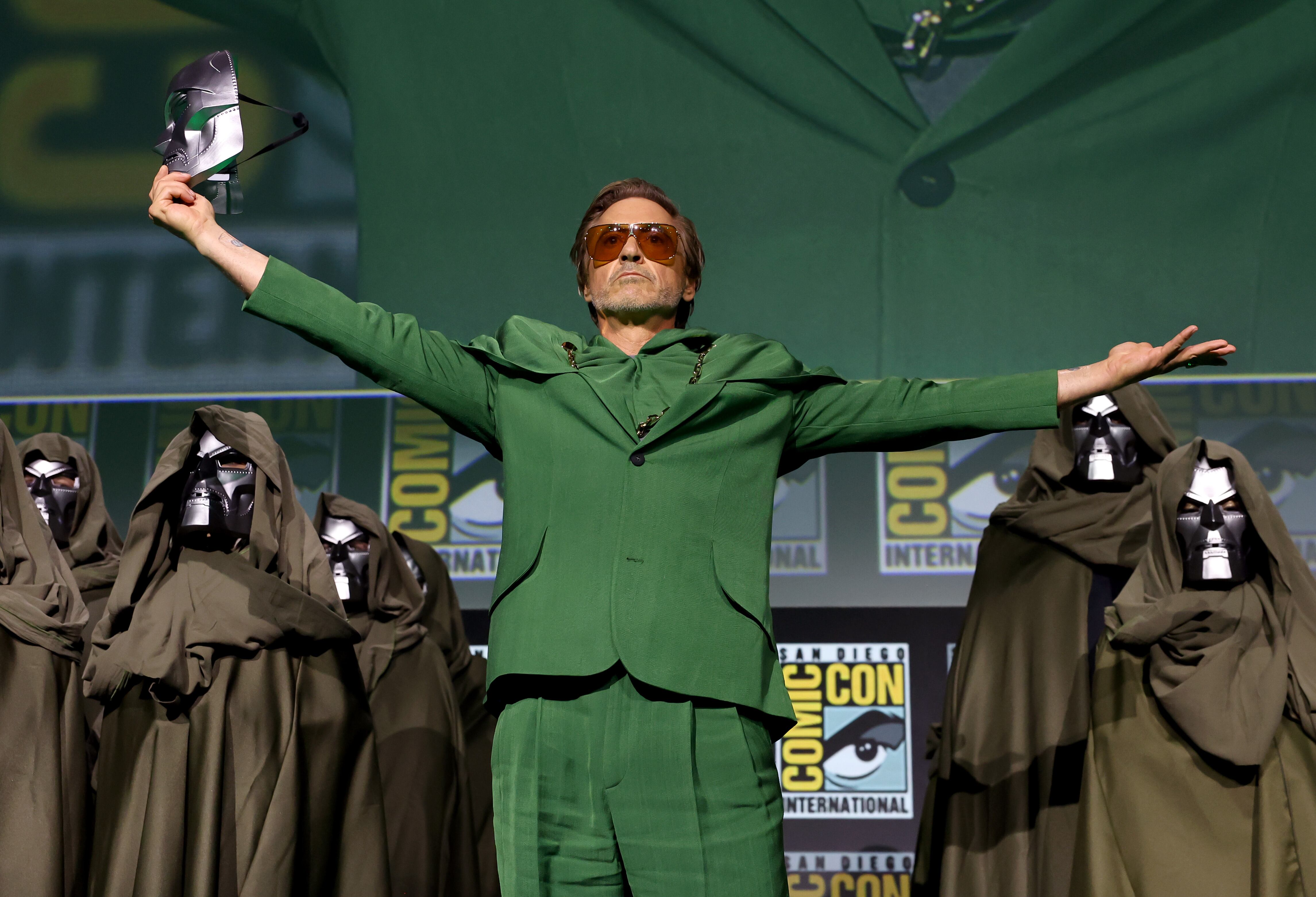 Robert Downey durante el panel de Marvel Studios en el Hall H de la San Diego Comic-Con (Getty Images para Disney)