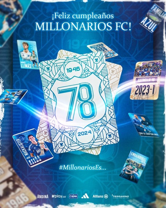Millonarios celebra su cumpleaños número 78 / Twitter @MillosFCoficial.