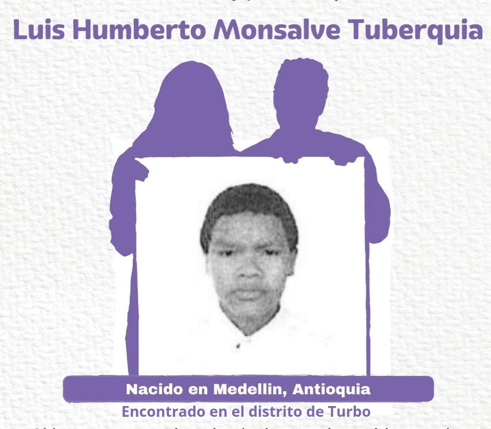 Luis Humberto Tuberquia Monsalve busca a su familia- foto UBPD