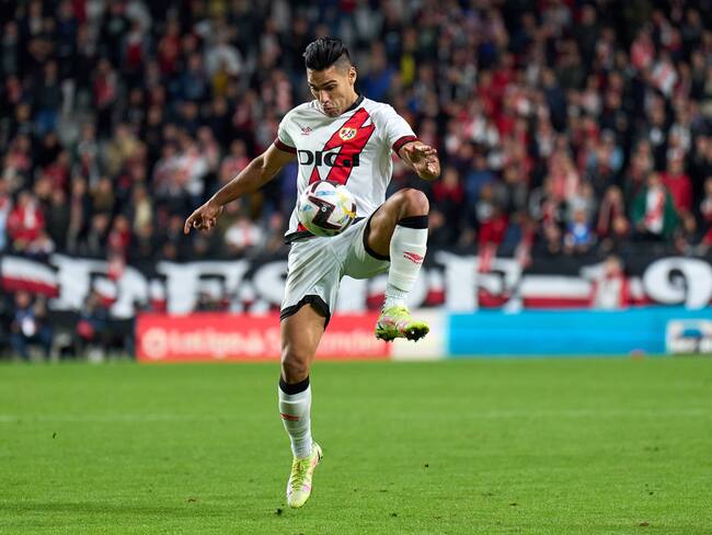 MADRID, SPAIN - NOVEMBER 07: Radamel Falcao of Rayo Vallecano in action during the LaLiga Santander match between Rayo Vallecano and Real Madrid CF at Campo de Futbol de Vallecas on November 07, 2022 in Madrid, Spain. (Photo by Angel Martinez/Getty Images)