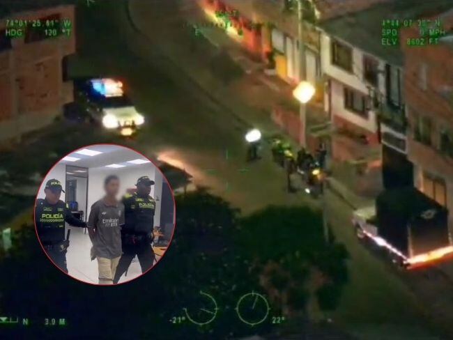 El responsable de un asesinato fue capturado después de ser perseguido por el helicóptero Halcón de la Policía, en Bogotá.