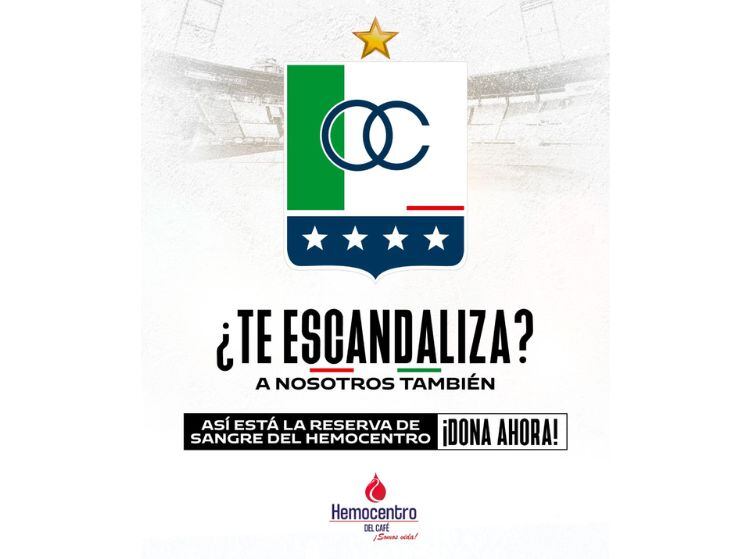 Campaña publicitaria del Once Caldas con el Hemocentro del Café