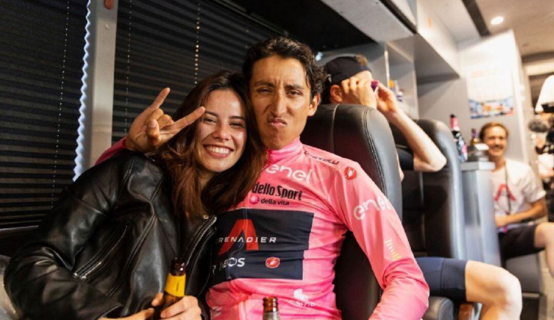 Egan Bernal junto a su novia María Fernanda Gutiérrez.