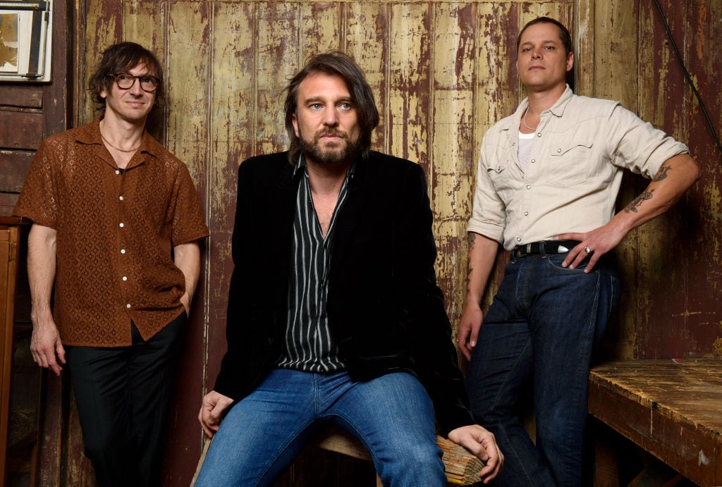MELBOURNE, AUSTRALIA - SEPTEMBER 17TH 2023: Cameron Muncey, Nic Cester and Mark Wilson of Jet pose for portraits at Bakehouse studio on the 17th of September 2023 in Melbourne, Australia. (Photo by Martin Philbey/Wire Image)