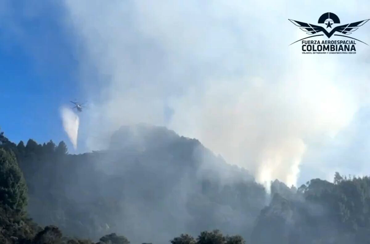 Incendio forestal en cerros orientales de Bogotá - Cortesía Fuerza Aeroespacial Colombiana