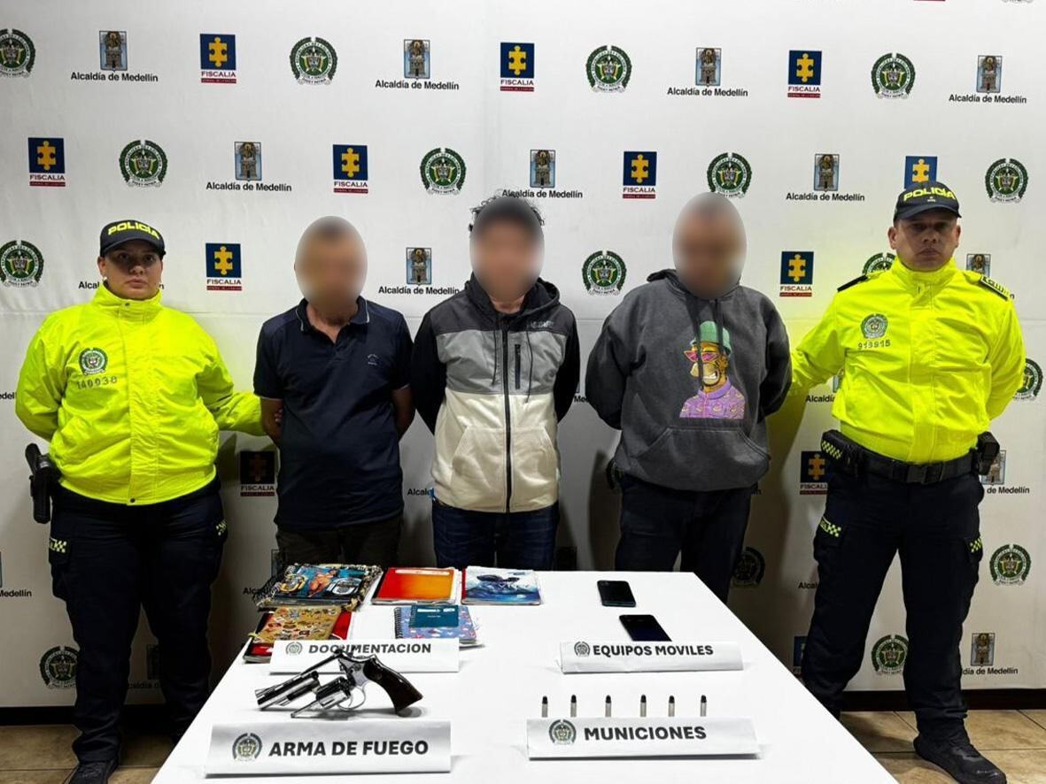 Capturados en Bello- foto policía Metropolitana