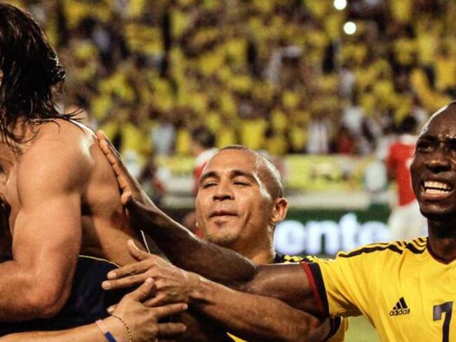 Eufórica celebración de Falcao tras la clasificación a Brasil 2014