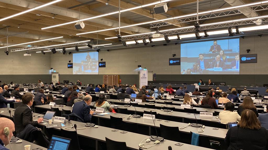 Carlos Camargo, Defensor del Pueblo, en su intervención en Ginebra, Suiza. Cortesía