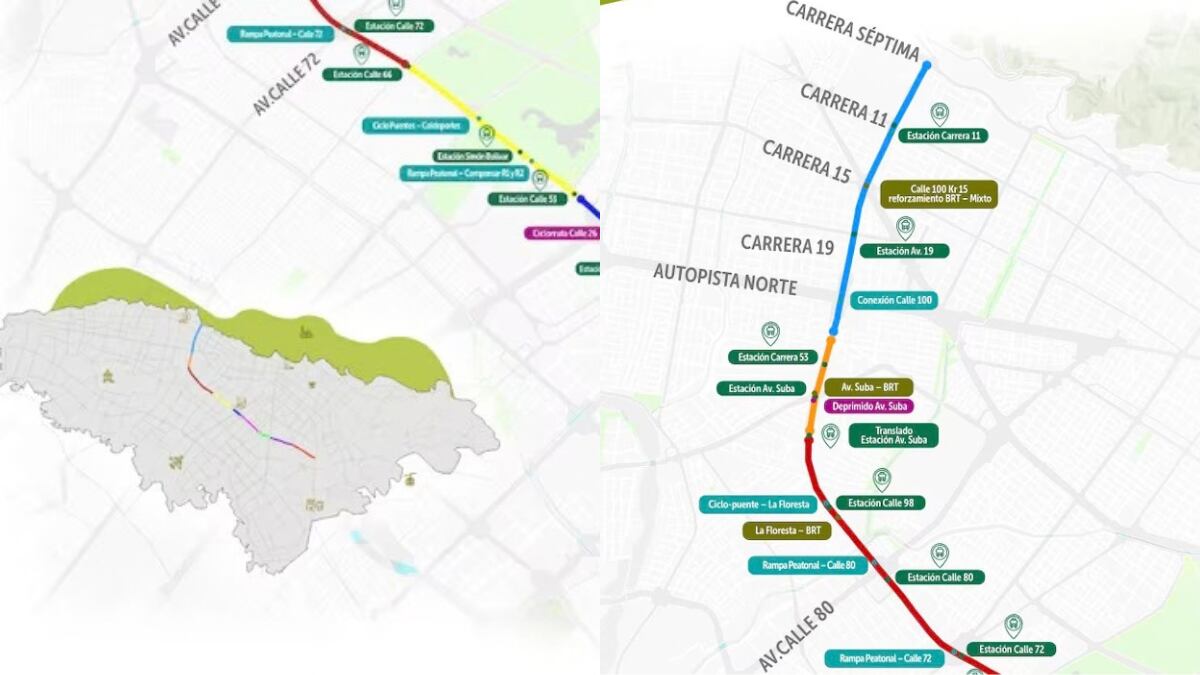 Mapa estaciones TransMilenio Av. 68. Foto: IDU.