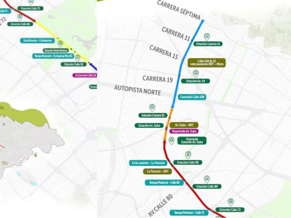 Mapa estaciones TransMilenio Av. 68: Serán más de 20 y conectan el sur con el norte de Bogotá