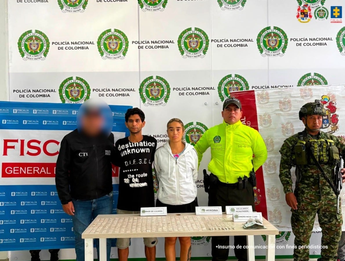 Fueron capturados con 300 dosis de cocaína y 54 dosis de heroína en Cúcuta. / Foto: Fiscalía.