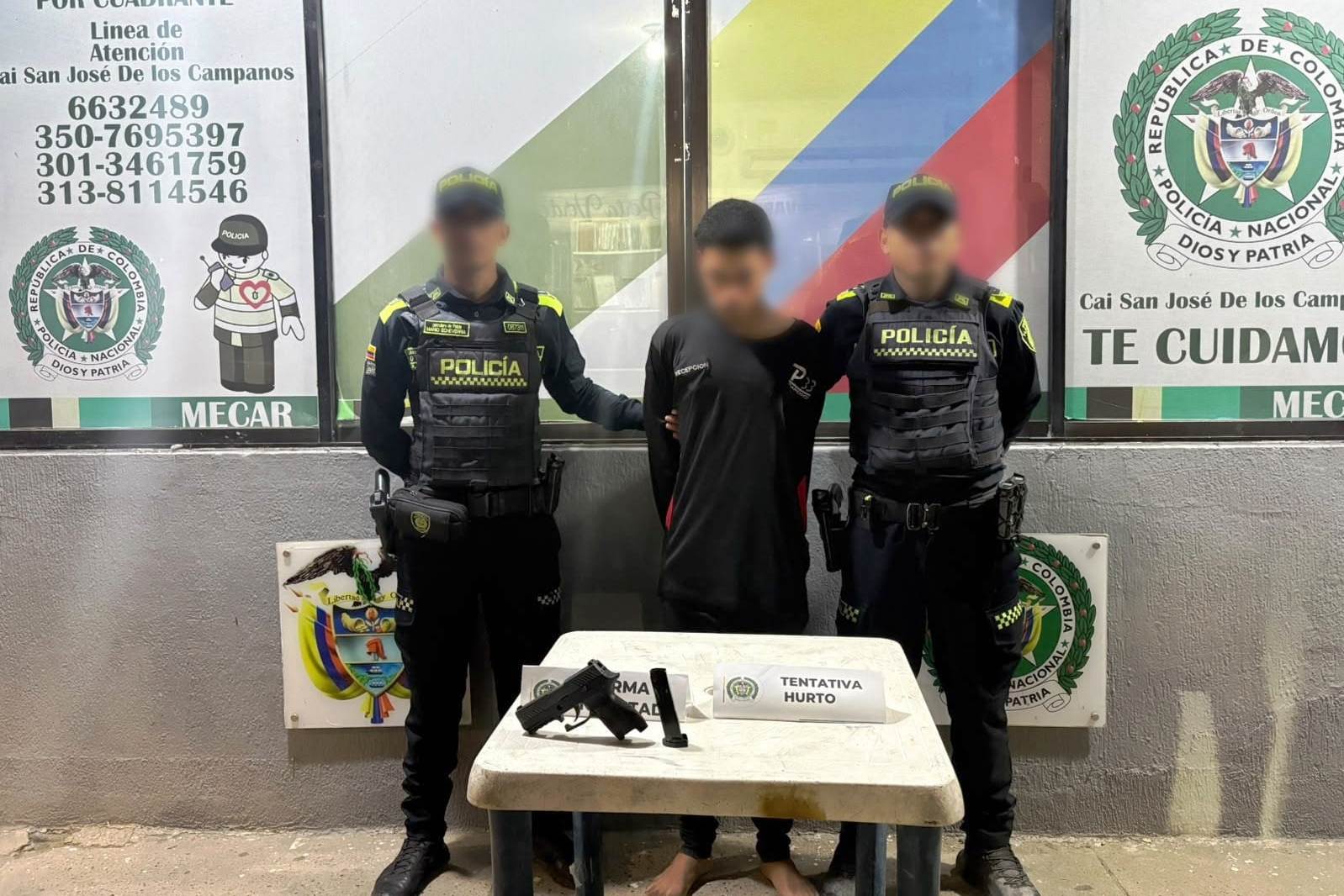 Tres capturados, tres armas de fuego incautadas y un hurto frustrado en Cartagena