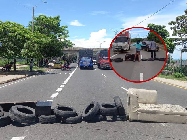 Bloqueos en la avenida Circunvalar en Barranquilla